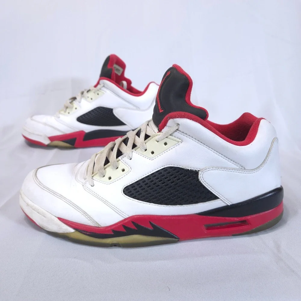 Air Jordan 5 Retro Low Fire Mens Sneakers‎ Sz 13 Red White Black 819171-101